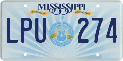 MS license plate LPU274