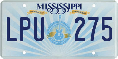 MS license plate LPU275
