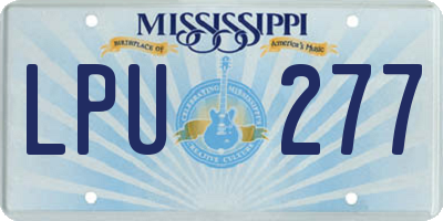 MS license plate LPU277