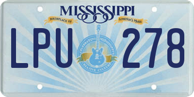 MS license plate LPU278