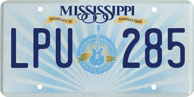 MS license plate LPU285