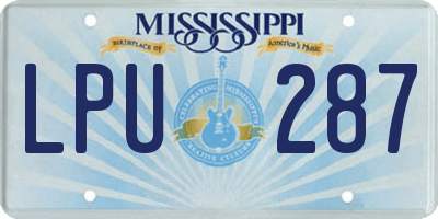 MS license plate LPU287