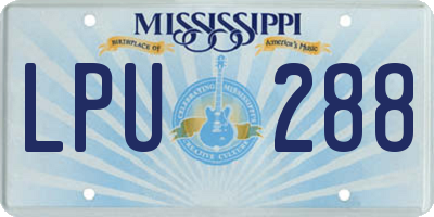 MS license plate LPU288