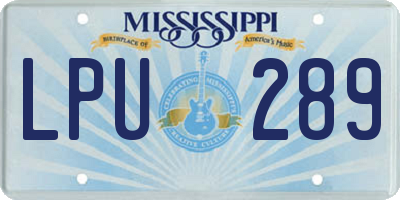 MS license plate LPU289