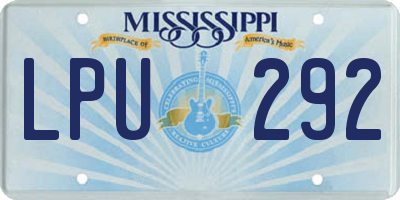 MS license plate LPU292