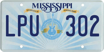 MS license plate LPU302