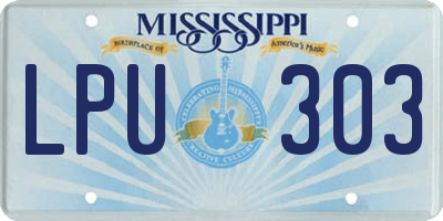 MS license plate LPU303