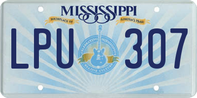 MS license plate LPU307