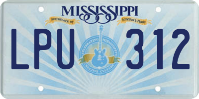 MS license plate LPU312