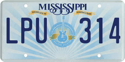 MS license plate LPU314