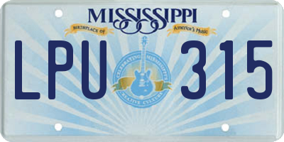 MS license plate LPU315