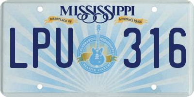 MS license plate LPU316