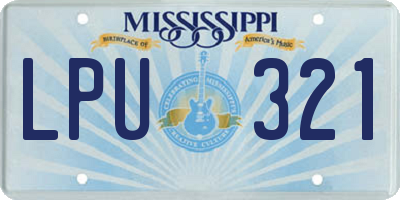 MS license plate LPU321