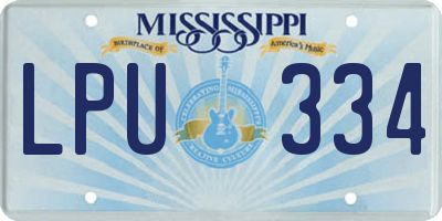 MS license plate LPU334