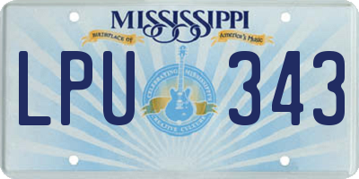 MS license plate LPU343
