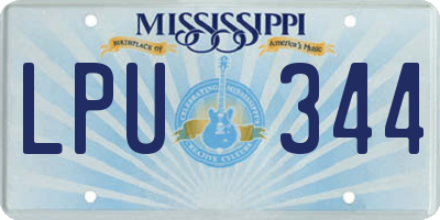 MS license plate LPU344