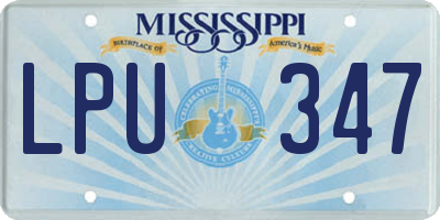 MS license plate LPU347