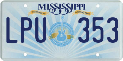 MS license plate LPU353