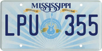 MS license plate LPU355