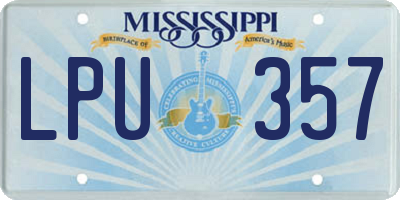 MS license plate LPU357