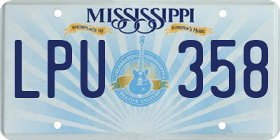 MS license plate LPU358