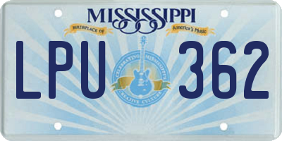 MS license plate LPU362