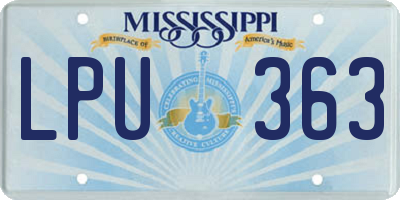 MS license plate LPU363