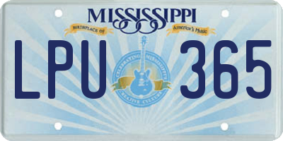 MS license plate LPU365