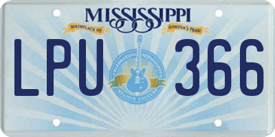 MS license plate LPU366