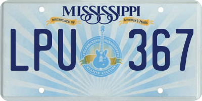 MS license plate LPU367