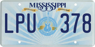 MS license plate LPU378