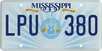 MS license plate LPU380