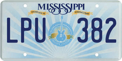MS license plate LPU382