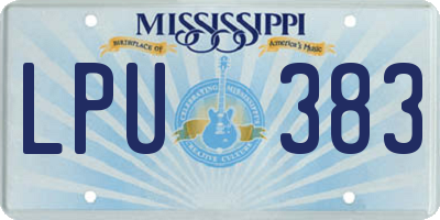 MS license plate LPU383