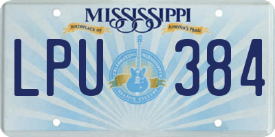 MS license plate LPU384