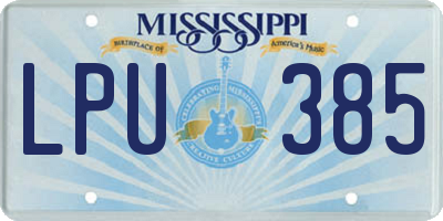 MS license plate LPU385