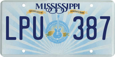 MS license plate LPU387