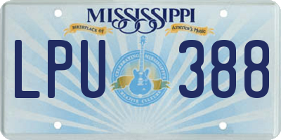 MS license plate LPU388