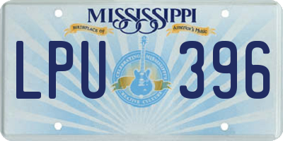 MS license plate LPU396