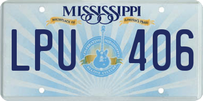 MS license plate LPU406