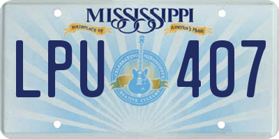 MS license plate LPU407