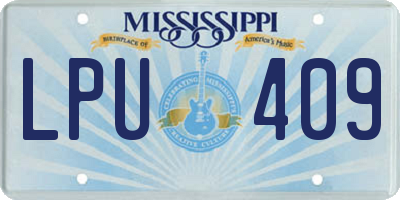 MS license plate LPU409