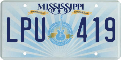 MS license plate LPU419