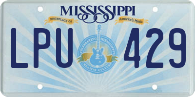 MS license plate LPU429
