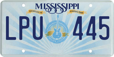 MS license plate LPU445