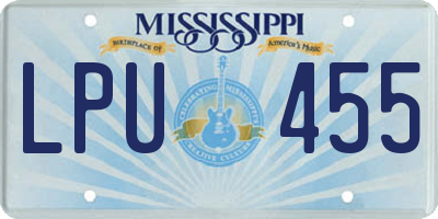 MS license plate LPU455