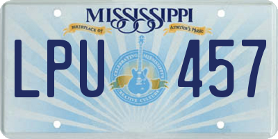 MS license plate LPU457