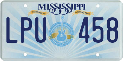 MS license plate LPU458