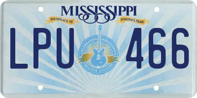 MS license plate LPU466