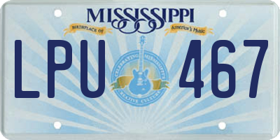 MS license plate LPU467